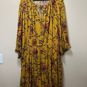 Knox Rose Mustard Floral Long Sleeve Dress